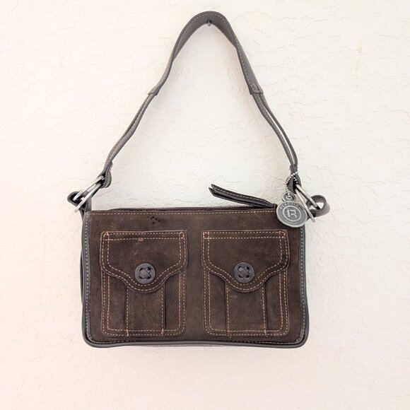 Reaction by Kenneth Cole Suede Multi-pocket Small Shoulder Bag Purse Fall Autumn - Picture 1 of 6